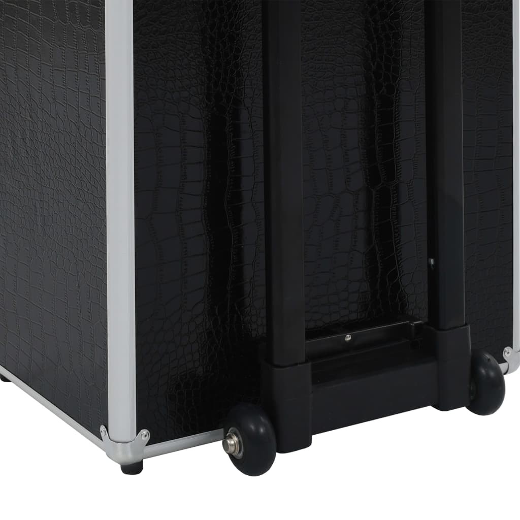 Make-up Trolley Aluminium Black with Crocodile Pattern